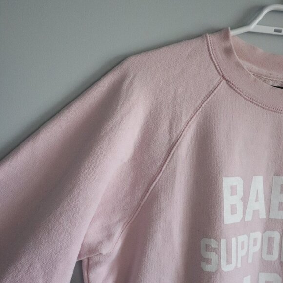 BTL‎ Women's Pink Sz M/L 'Babes Supporting Babes' Fleece Crewneck Raglan Sweater - Picture 3 of 12